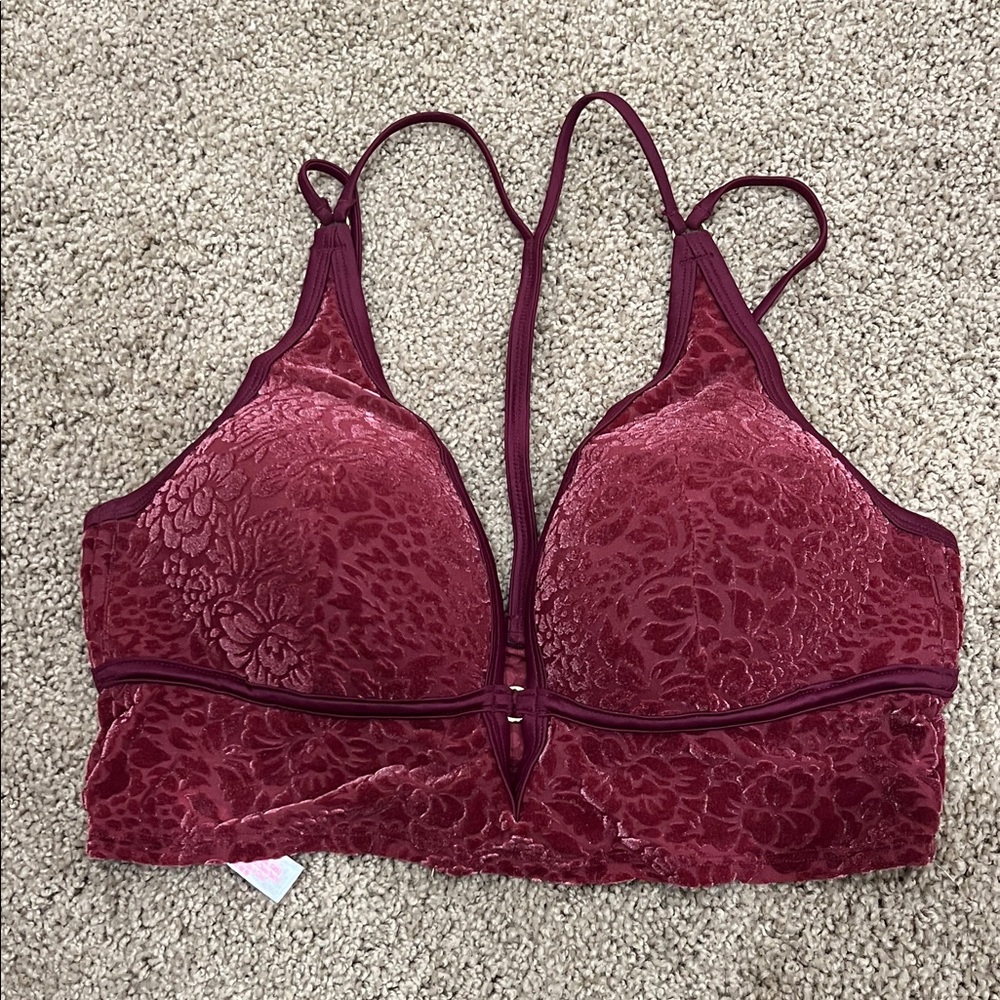 PINK Victoria's Secret Deep Red Lace Bralette